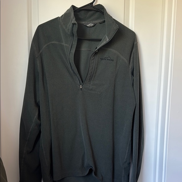 Eddie Bauer | Men’s Gray Waffle Quarter-Zip Pullover - Picture 1 of 4